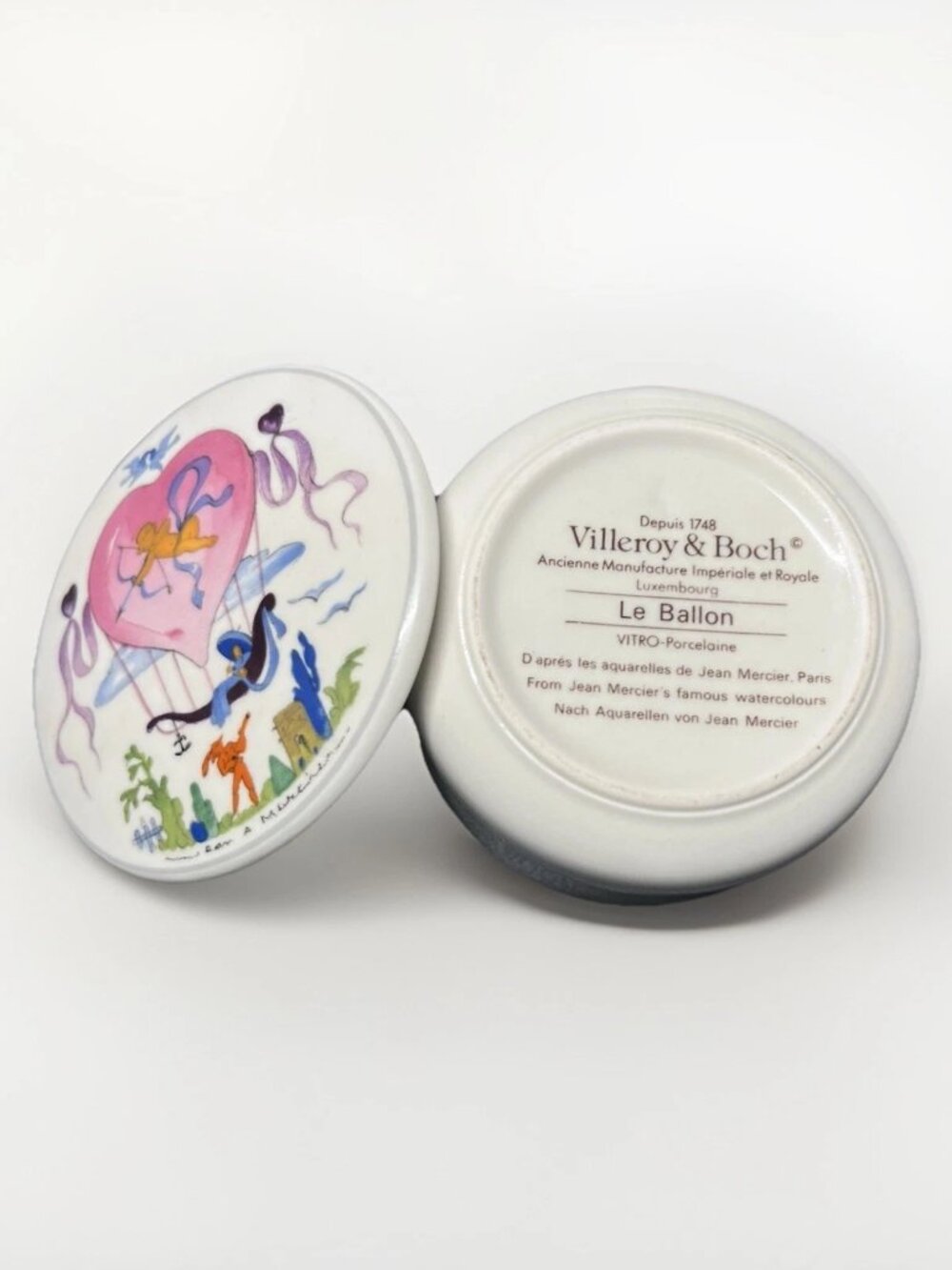Villeroy Boch Le Ballon Jean Mercier Paris Trinket Box Dish Angel In Heart